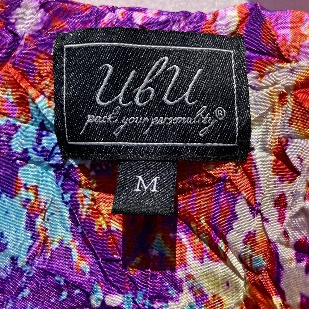 NWT UBU Clothing Co. Ibiza Abstract Hooded Crinkle Raincoat Jacket Size M - Picture 8 of 15